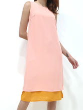 Duo Tone Shift Midi Dress - Peach (Non-returnable) - Ferlicious